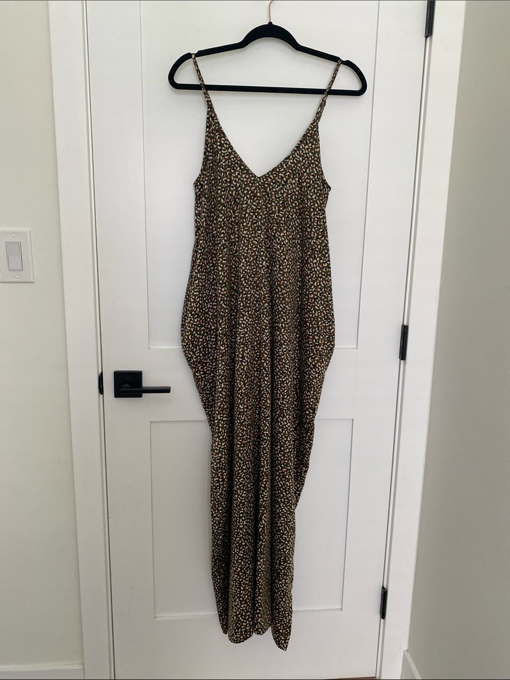 Olive Leopard-Print Oversized Maxi Dress